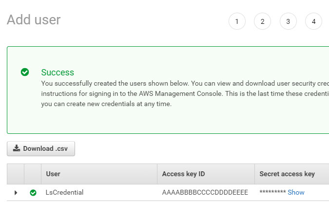 AWS access key ID and secret access key