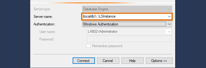 LocalDB in SQL Server Management Studio