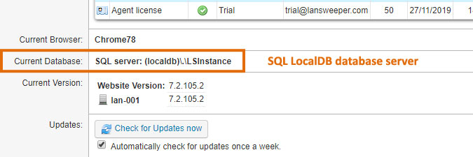 SQL LocalDB under Your Lanweeper License