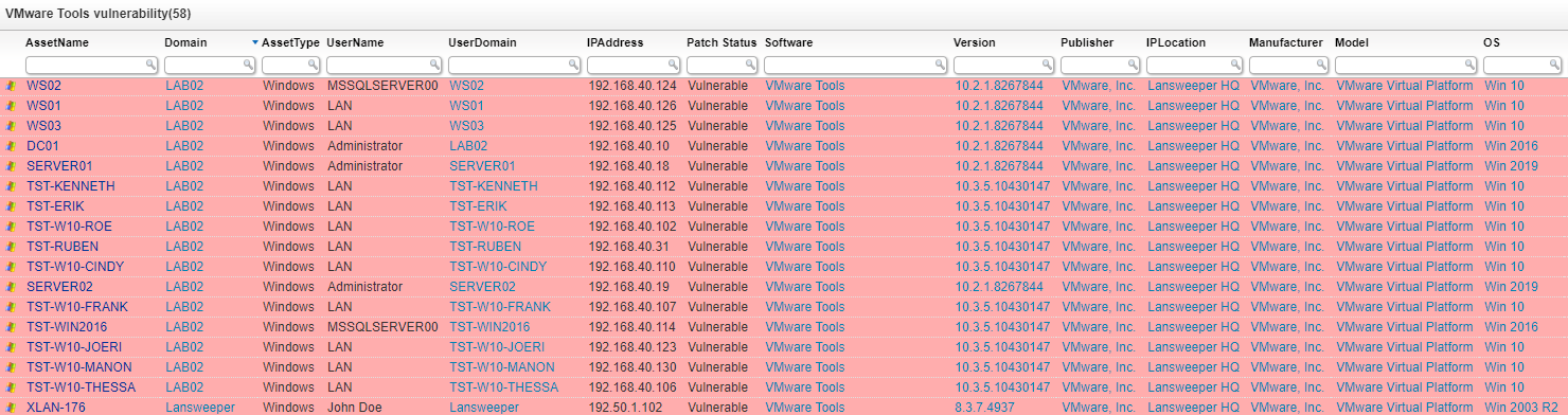 VMware vulnerability audit