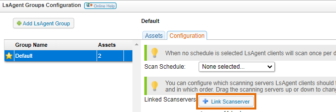 Linking a scanserver to LsAgent Groups