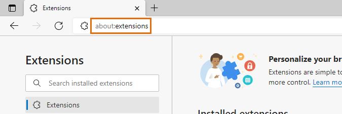 Microsoft Edge about extensions