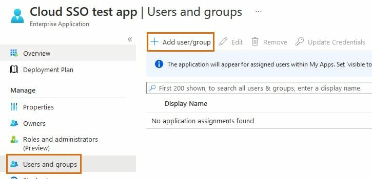 Azure AD application users and groups