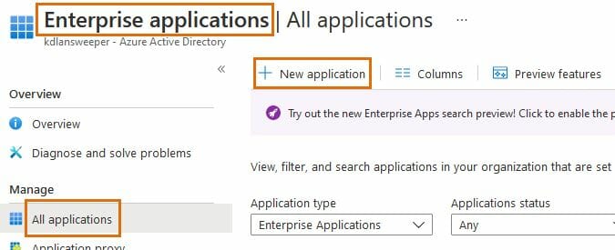 Azure AD new enterprise application
