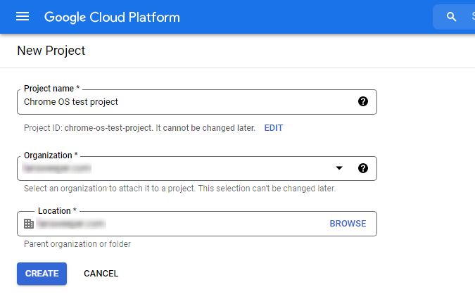 Google Cloud Platform Create Project