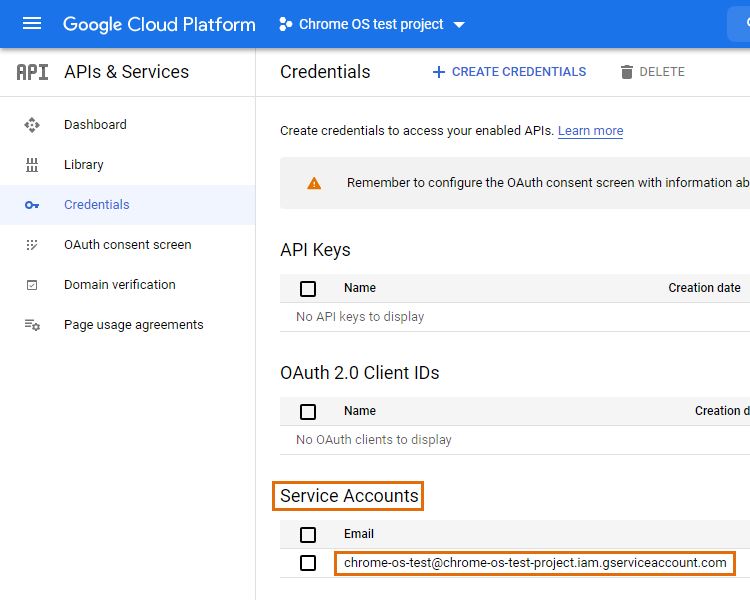 Google Cloud Platform select service account