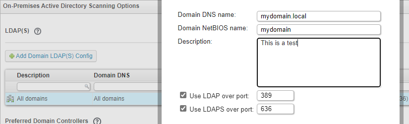 LDAPS configuration for specific domain